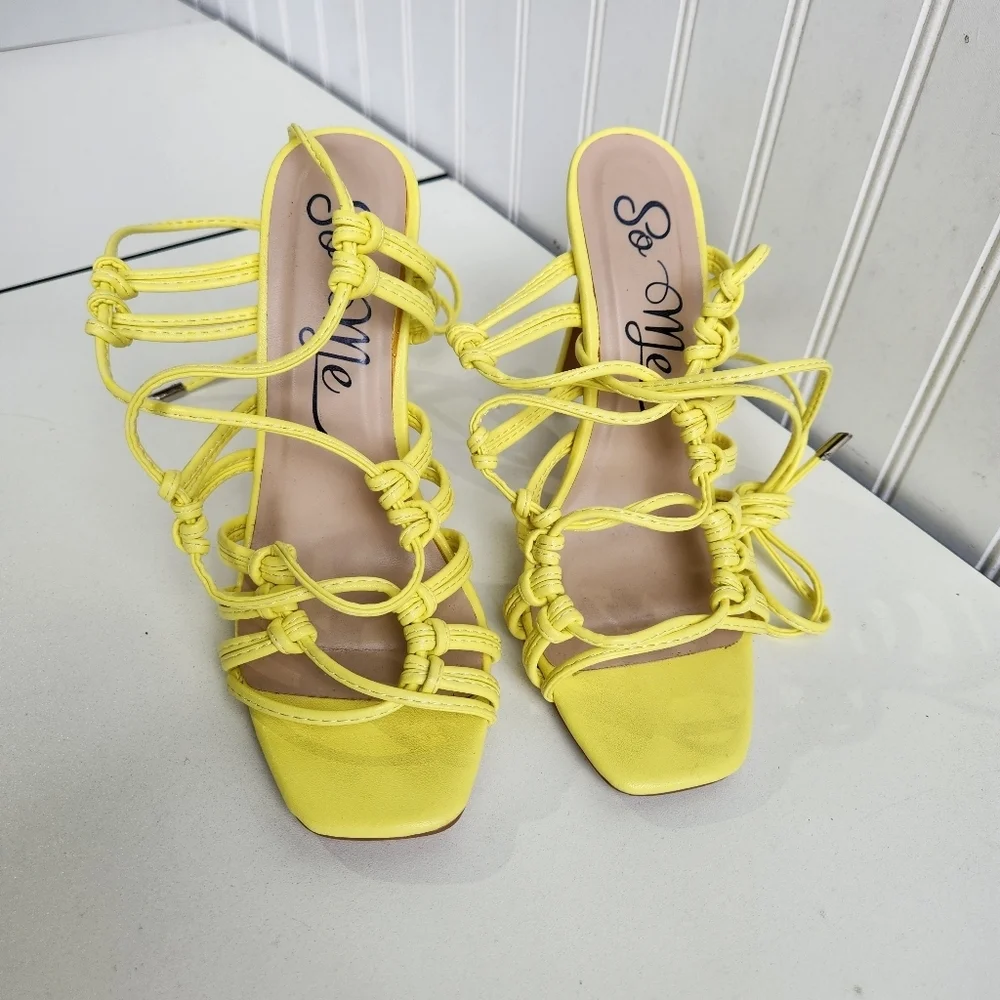 So Me yellow Strap Strappy Sandals Women Sz 6.5M US